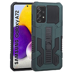 Samsung Galaxy A72 5G用ハイブリットバンパーケース スタンド プラスチック 兼シリコーン カバー ZJ1 サムスン グリーン