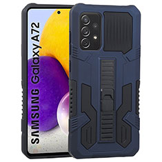 Samsung Galaxy A72 5G用ハイブリットバンパーケース スタンド プラスチック 兼シリコーン カバー ZJ1 サムスン ネイビー