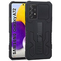 Samsung Galaxy A72 5G用ハイブリットバンパーケース スタンド プラスチック 兼シリコーン カバー ZJ1 サムスン ブラック