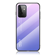 Samsung Galaxy A72 5G用ハイブリットバンパーケース プラスチック 鏡面 虹 グラデーション 勾配色 カバー LS1 サムスン ラベンダー