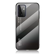 Samsung Galaxy A72 5G用ハイブリットバンパーケース プラスチック 鏡面 虹 グラデーション 勾配色 カバー LS1 サムスン ダークグレー