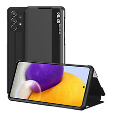 Samsung Galaxy A72 5G用手帳型 レザーケース スタンド カバー ZL1 サムスン ブラック