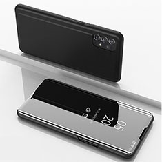 Samsung Galaxy A72 5G用手帳型 レザーケース スタンド 鏡面 カバー サムスン ブラック