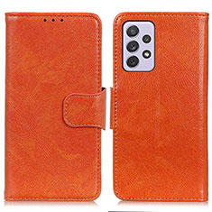 Samsung Galaxy A73 5G用手帳型 レザーケース スタンド カバー N05P サムスン オレンジ