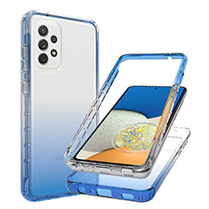Samsung Galaxy A73 5G用前面と背面 360度 フルカバー 極薄ソフトケース シリコンケース 耐衝撃 全面保護 バンパー 勾配色 透明 JX1 サムスン ネイビー