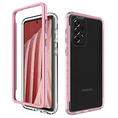 Samsung Galaxy A73 5G用360度 フルカバー ハイブリットバンパーケース クリア透明 プラスチック カバー JX1 サムスン ピンク