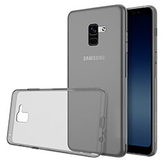 Samsung Galaxy A8 (2018) A530F用極薄ソフトケース シリコンケース 耐衝撃 全面保護 クリア透明 カバー サムスン グレー