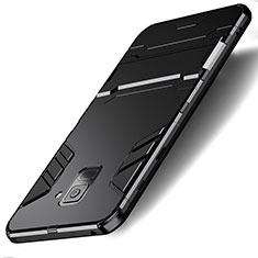 Samsung Galaxy A8 (2018) A530F用ハイブリットバンパーケース スタンド プラスチック 兼シリコーン サムスン ブラック