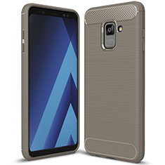 Samsung Galaxy A8+ A8 Plus (2018) A730F用シリコンケース ソフトタッチラバー ツイル カバー サムスン グレー