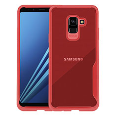 Samsung Galaxy A8+ A8 Plus (2018) Duos A730F用バンパーケース クリア透明 サムスン レッド