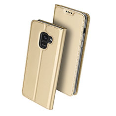 Samsung Galaxy A8+ A8 Plus (2018) Duos A730F用手帳型 レザーケース スタンド サムスン ゴールド
