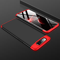 Samsung Galaxy A80用ハードケース プラスチック 質感もマット 前面と背面 360度 フルカバー サムスン レッド・ブラック