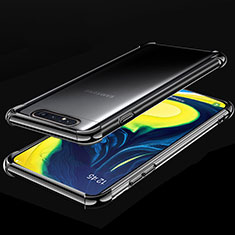Samsung Galaxy A80用極薄ソフトケース シリコンケース 耐衝撃 全面保護 クリア透明 S01 サムスン ブラック