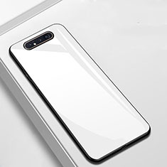 Samsung Galaxy A80用ハイブリットバンパーケース プラスチック 鏡面 カバー T02 サムスン ホワイト