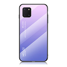 Samsung Galaxy A81用ハイブリットバンパーケース プラスチック 鏡面 虹 グラデーション 勾配色 カバー LS1 サムスン ラベンダー