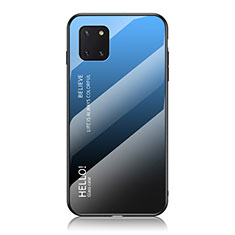 Samsung Galaxy A81用ハイブリットバンパーケース プラスチック 鏡面 虹 グラデーション 勾配色 カバー LS1 サムスン ネイビー
