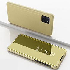 Samsung Galaxy A81用手帳型 レザーケース スタンド 鏡面 カバー ZL1 サムスン ゴールド