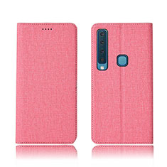 Samsung Galaxy A9 (2018) A920用手帳型 布 スタンド カバー サムスン ピンク