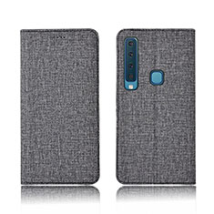 Samsung Galaxy A9 (2018) A920用手帳型 布 スタンド カバー サムスン グレー