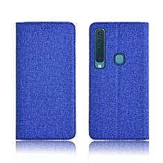 Samsung Galaxy A9 (2018) A920用手帳型 布 スタンド カバー サムスン ネイビー