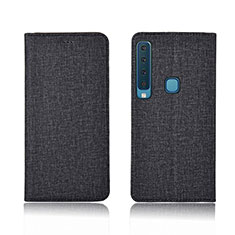 Samsung Galaxy A9 (2018) A920用手帳型 布 スタンド カバー サムスン ブラック