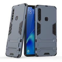 Samsung Galaxy A9 (2018) A920用ハイブリットバンパーケース スタンド プラスチック 兼シリコーン カバー T03 サムスン ネイビー