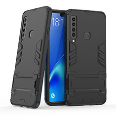 Samsung Galaxy A9 (2018) A920用ハイブリットバンパーケース スタンド プラスチック 兼シリコーン カバー T03 サムスン ブラック