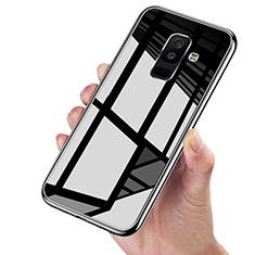 Samsung Galaxy A9 Star Lite用360度 フルカバーハイブリットバンパーケース クリア透明 プラスチック 鏡面 サムスン ブラック