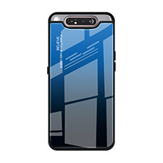 Samsung Galaxy A90 4G用ハイブリットバンパーケース プラスチック 鏡面 虹 グラデーション 勾配色 カバー H01 サムスン ネイビー