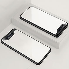 Samsung Galaxy A90 4G用ハイブリットバンパーケース クリア透明 プラスチック 鏡面 カバー サムスン ホワイト