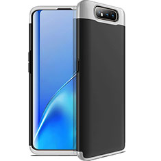 Samsung Galaxy A90 4G用ハードケース プラスチック 質感もマット 前面と背面 360度 フルカバー C01 サムスン シルバー・ブラック