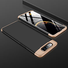 Samsung Galaxy A90 4G用ハードケース プラスチック 質感もマット 前面と背面 360度 フルカバー サムスン ゴールド・ブラック