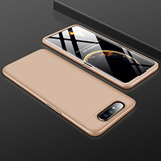 Samsung Galaxy A90 4G用ハードケース プラスチック 質感もマット 前面と背面 360度 フルカバー サムスン ゴールド