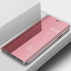 Samsung Galaxy A90 5G用手帳型 レザーケース スタンド 鏡面 カバー サムスン ローズゴールド