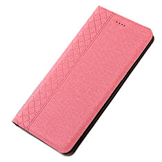 Samsung Galaxy A90 5G用手帳型 布 スタンド H01 サムスン ピンク