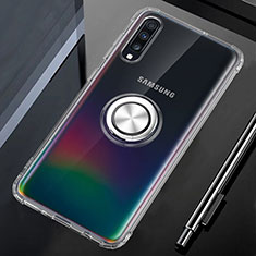 Samsung Galaxy A90 5G用極薄ソフトケース シリコンケース 耐衝撃 全面保護 クリア透明 アンド指輪 マグネット式 C01 サムスン クリア