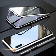 Samsung Galaxy A90 5G用ケース 高級感 手触り良い アルミメタル 製の金属製 360度 フルカバーバンパー 鏡面 カバー T02 サムスン シルバー
