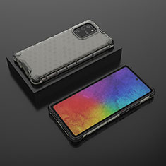 Samsung Galaxy A91用360度 フルカバー ハイブリットバンパーケース クリア透明 プラスチック カバー AM2 サムスン ブラック