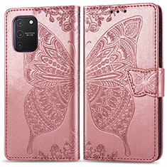 Samsung Galaxy A91用手帳型 レザーケース スタンド バタフライ 蝶 カバー サムスン ピンク