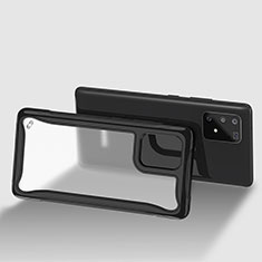 Samsung Galaxy A91用360度 フルカバー ハイブリットバンパーケース クリア透明 プラスチック カバー サムスン ブラック
