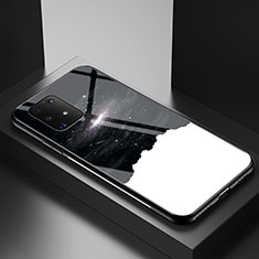 Samsung Galaxy A91用ハイブリットバンパーケース プラスチック パターン 鏡面 カバー LS1 サムスン ブラック