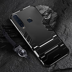 Samsung Galaxy A9s用ハイブリットバンパーケース スタンド プラスチック 兼シリコーン カバー サムスン ブラック