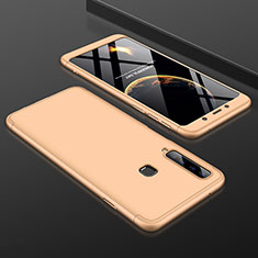 Samsung Galaxy A9s用ハードケース プラスチック 質感もマット 前面と背面 360度 フルカバー サムスン ゴールド