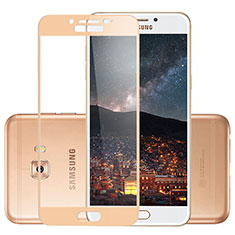 Samsung Galaxy C5 Pro C5010用強化ガラス フル液晶保護フィルム F02 サムスン ゴールド
