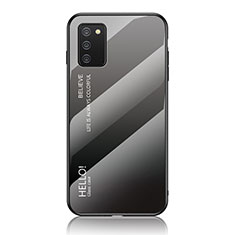 Samsung Galaxy F02S SM-E025F用ハイブリットバンパーケース プラスチック 鏡面 虹 グラデーション 勾配色 カバー LS1 サムスン ダークグレー