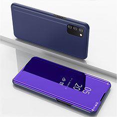 Samsung Galaxy F02S SM-E025F用手帳型 レザーケース スタンド 鏡面 カバー サムスン パープル
