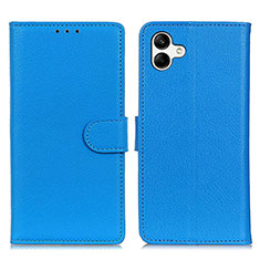 Samsung Galaxy F04用手帳型 レザーケース スタンド カバー A03D サムスン ブルー
