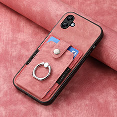 Samsung Galaxy F04用シリコンケース ソフトタッチラバー レザー柄 カバー SD1 サムスン ピンク