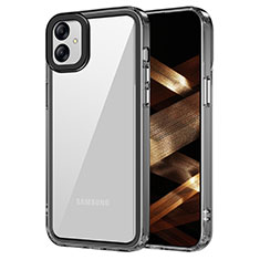 Samsung Galaxy F04用ハイブリットバンパーケース クリア透明 プラスチック カバー AC1 サムスン ブラック