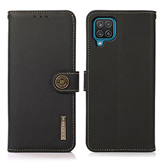 Samsung Galaxy F12用手帳型 レザーケース スタンド カバー B02H サムスン ブラック